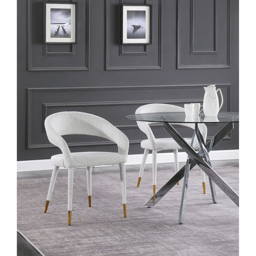 Destiny Boucle Fabric Upholstered Dining Chair in Cream