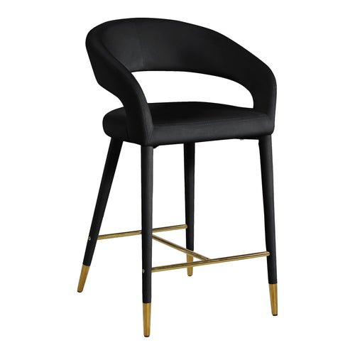 Destiny Velvet Upholstered Counter Stool in Black