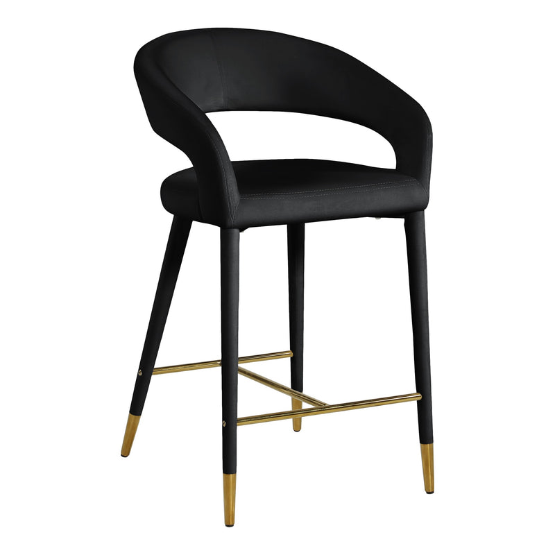 Destiny Velvet Upholstered Counter Stool in Black