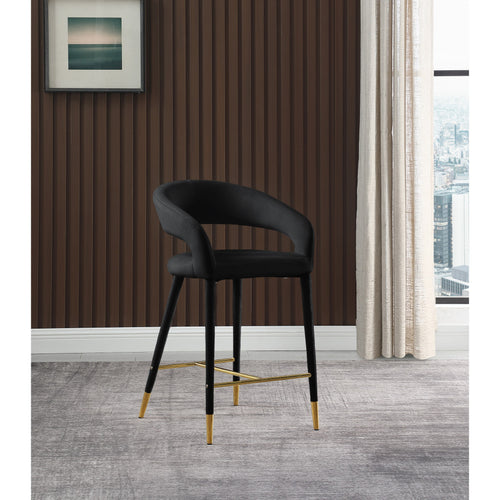 Destiny Velvet Upholstered Counter Stool in Black