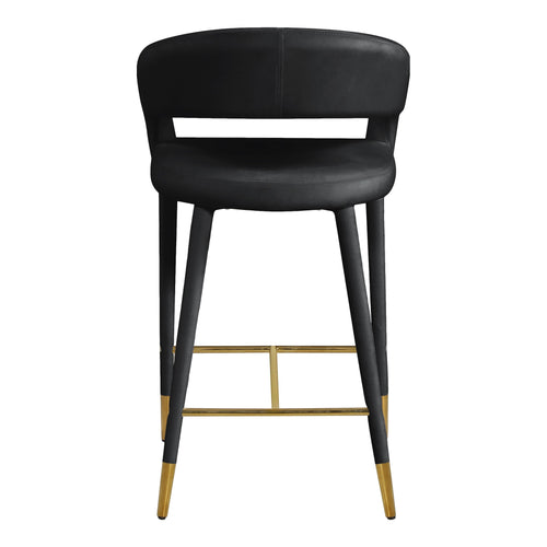Destiny Velvet Upholstered Counter Stool in Black