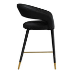 Destiny Velvet Upholstered Counter Stool in Black