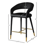 Destiny Velvet Upholstered Counter Stool in Black