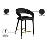 Destiny Velvet Upholstered Counter Stool in Black