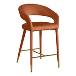 Destiny Velvet Upholstered Counter Stool in Cognac