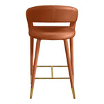 Destiny Velvet Upholstered Counter Stool in Cognac