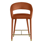 Destiny Velvet Upholstered Counter Stool in Cognac