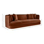 Alder 93.5" Velvet Upholstered Sofa in Cognac
