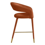 Destiny Velvet Upholstered Counter Stool in Cognac