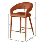 Destiny Velvet Upholstered Counter Stool in Cognac