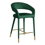 Destiny Velvet Upholstered Counter Stool in Green