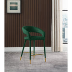 Destiny Velvet Upholstered Counter Stool in Green