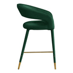 Destiny Velvet Upholstered Counter Stool in Green
