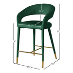 Destiny Velvet Upholstered Counter Stool in Green