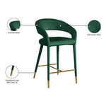Destiny Velvet Upholstered Counter Stool in Green