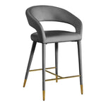 Destiny Velvet Upholstered Counter Stool in Grey