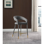 Destiny Velvet Upholstered Counter Stool in Grey