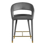 Destiny Velvet Upholstered Counter Stool in Grey