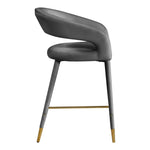 Destiny Velvet Upholstered Counter Stool in Grey