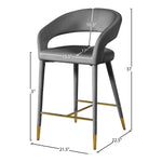 Destiny Velvet Upholstered Counter Stool in Grey