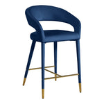 Destiny Velvet Upholstered Counter Stool in Navy