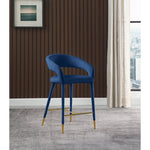 Destiny Velvet Upholstered Counter Stool in Navy