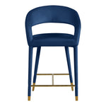 Destiny Velvet Upholstered Counter Stool in Navy