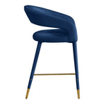 Destiny Velvet Upholstered Counter Stool in Navy