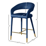 Destiny Velvet Upholstered Counter Stool in Navy