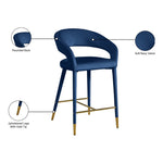Destiny Velvet Upholstered Counter Stool in Navy