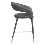 Destiny Vegan Leather Upholstered Counter Stool in Grey