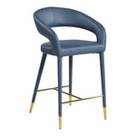 Destiny Vegan Leather Upholstered Counter Stool in Navy