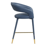 Destiny Vegan Leather Upholstered Counter Stool in Navy