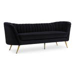 Margo 88" Velvet Upholstered Sofa in Black