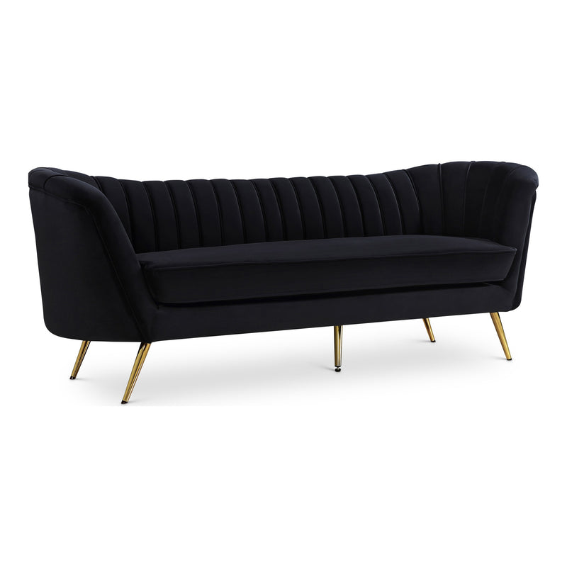 Margo 88" Velvet Upholstered Sofa in Black