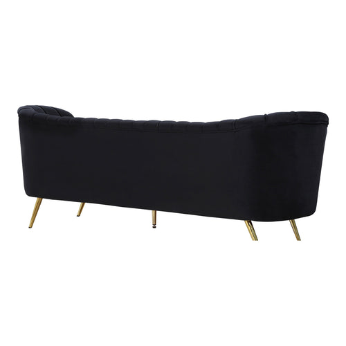 Margo 88" Velvet Upholstered Sofa in Black