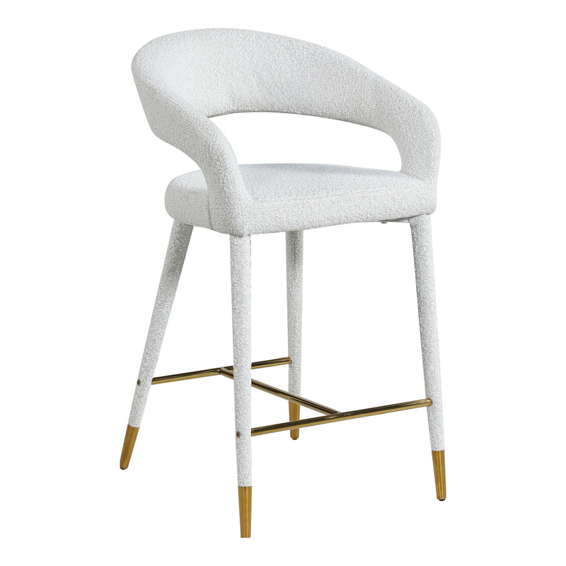 Destiny Boucle Fabric Upholstered Counter Stool in Cream