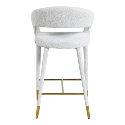 Destiny Boucle Fabric Upholstered Counter Stool in Cream