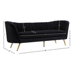 Margo 88" Velvet Upholstered Sofa in Black