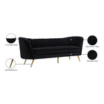 Margo 88" Velvet Upholstered Sofa in Black