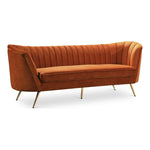 Margo 88" Velvet Upholstered Sofa in Cognac
