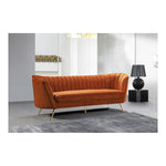 Margo 88" Velvet Upholstered Sofa in Cognac
