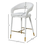Destiny Boucle Fabric Upholstered Counter Stool in Cream