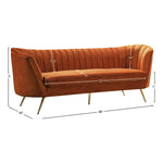 Margo 88" Velvet Upholstered Sofa in Cognac