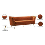 Margo 88" Velvet Upholstered Sofa in Cognac