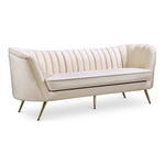 Margo 88" Velvet Upholstered Sofa in Cream