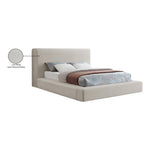 Devin Linen Textured Fabric Upholstered King Bed in Beige