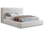 Devin Linen Textured Fabric Upholstered King Bed in Cream