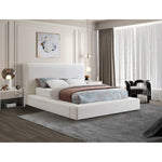 Devin Linen Textured Fabric Upholstered King Bed in Cream