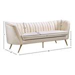 Margo 88" Velvet Upholstered Sofa in Cream